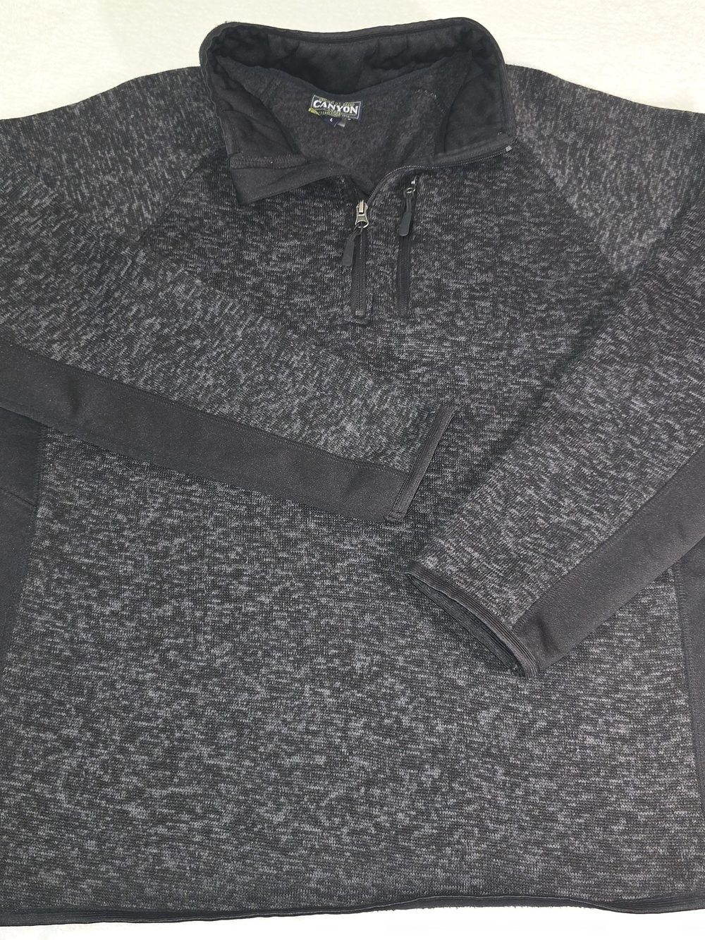 Canyon Creek Men's Sweater Black/Gray L Pullover Lightweight Jacket 1/4 Zip